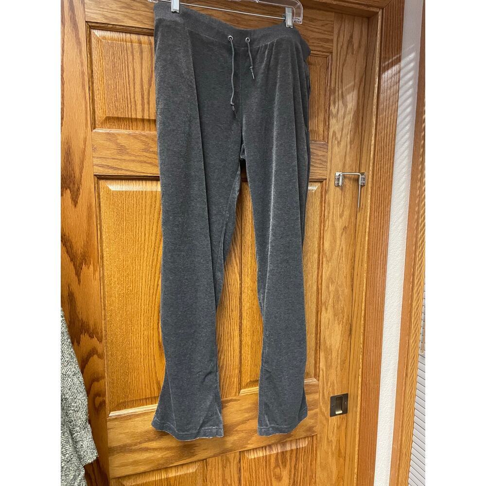Tracksuit Gray Velour Lounge Pants XL Soft Plush Pockets Drawstring Waist